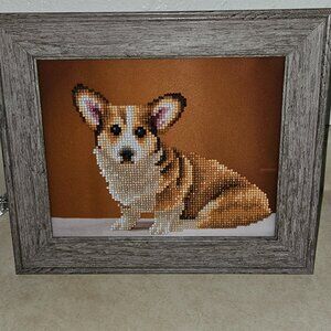 New Handmade Diamond Dot Corgi Tabletop Picture